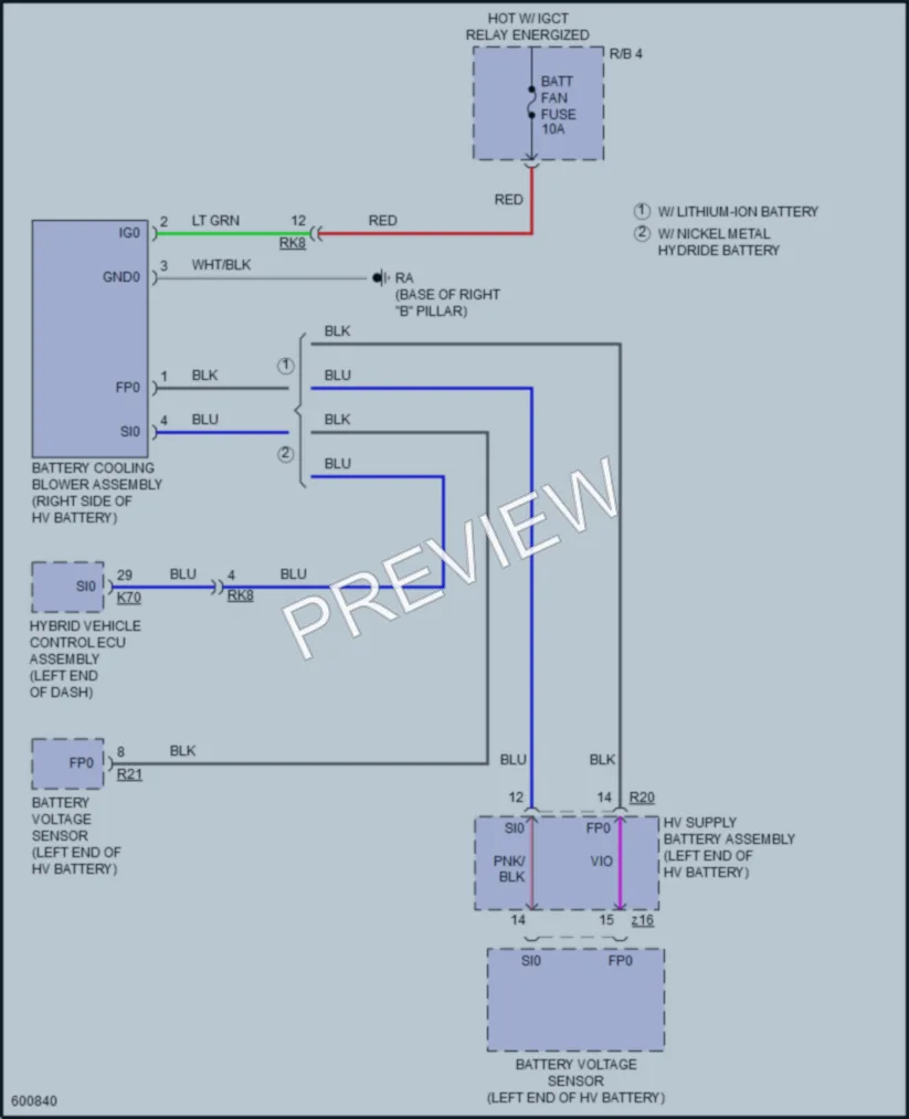 2018 Toyota CamryHybrid Cooling Fan wiring diagram preview