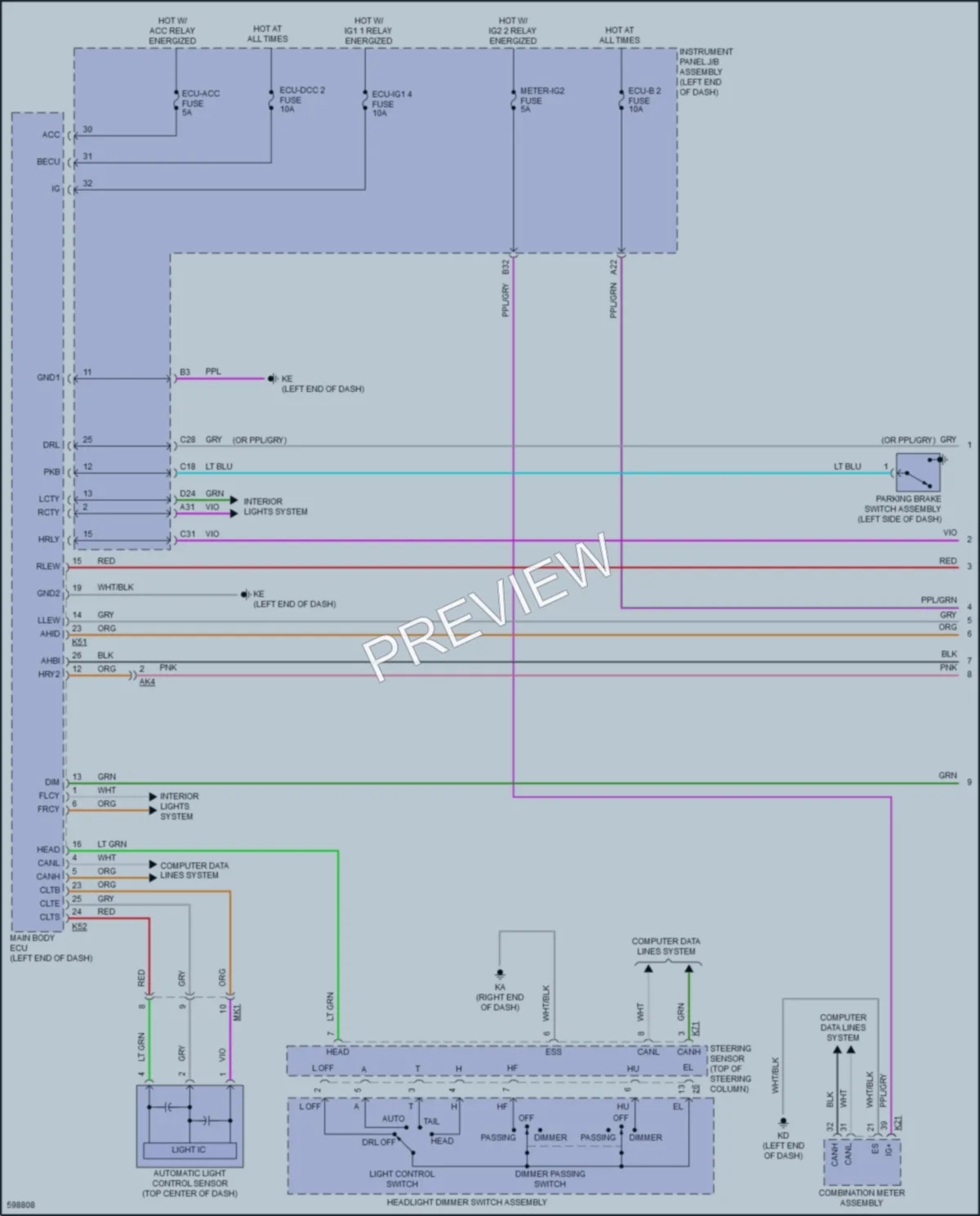 2018 Toyota CamryHybrid Headlights wiring diagram preview