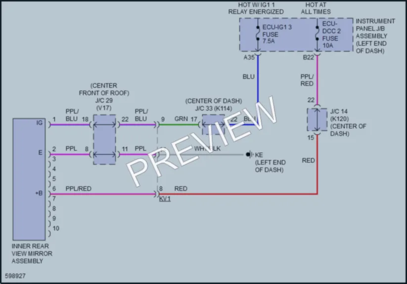 2018 Toyota CamryHybrid Power Mirrors wiring diagram preview