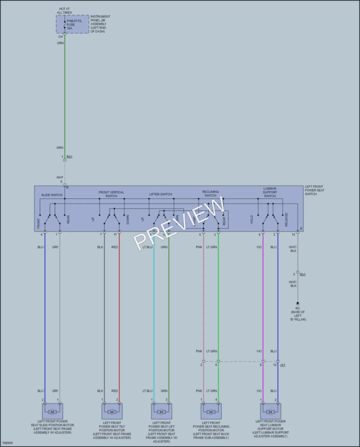 2018 Toyota CamryHybrid Power Seats wiring diagram preview