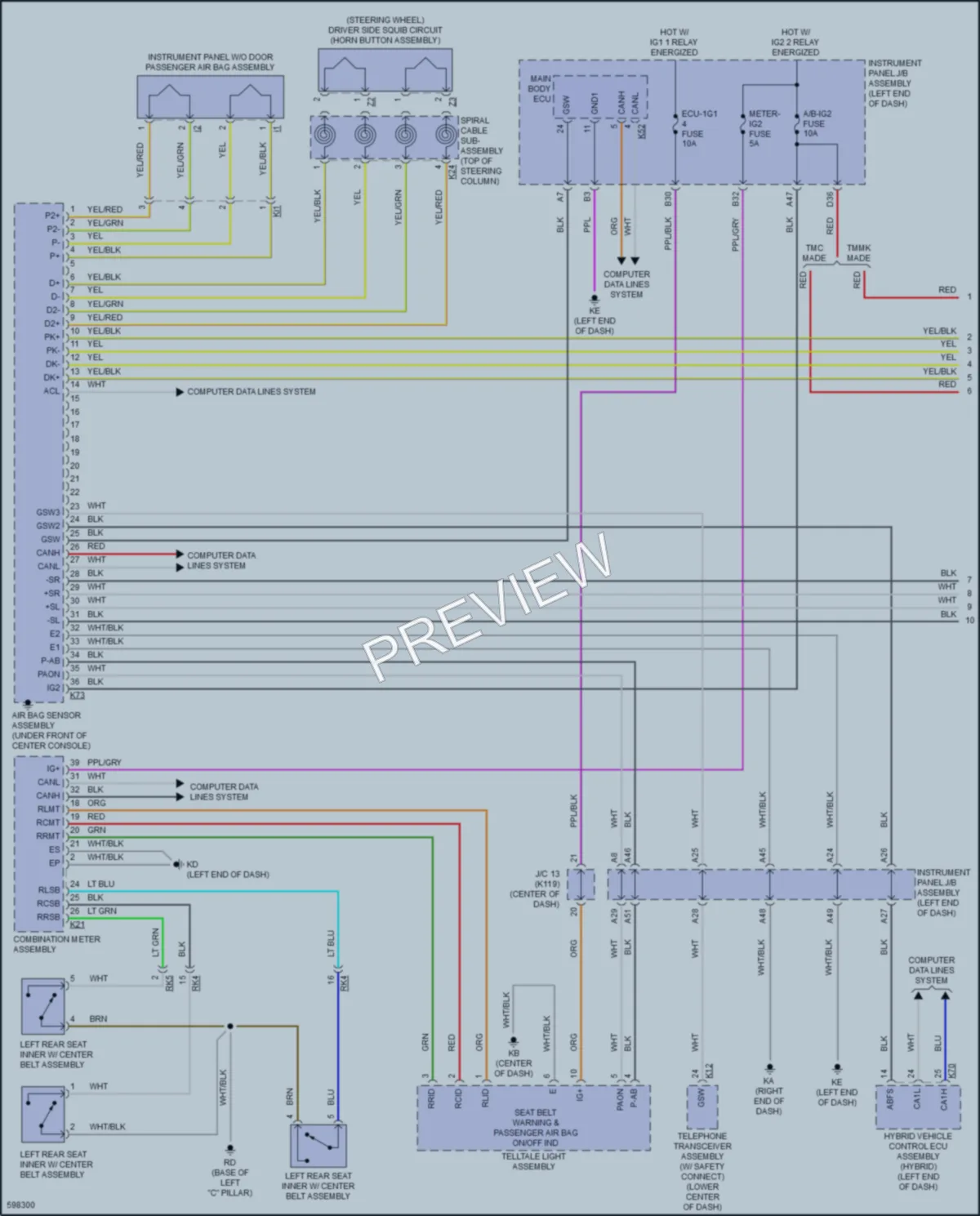 2018 Toyota CamryHybrid Supplemental Restraints wiring diagram preview
