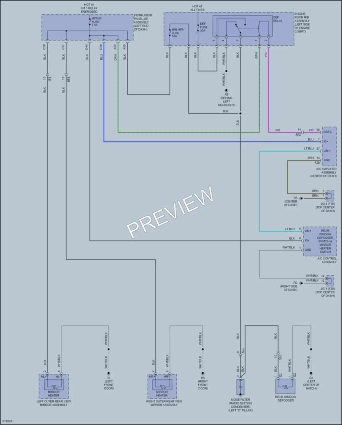 2018 Toyota CorollaiM Defoggers wiring diagram preview
