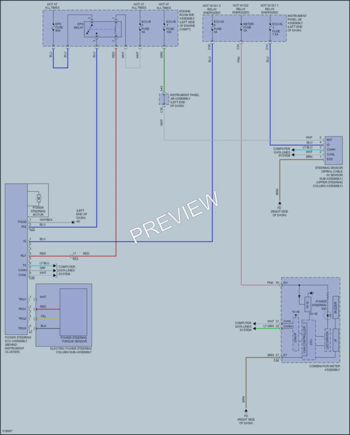 2018 Toyota CorollaiM Electronic Power Steering wiring diagram preview
