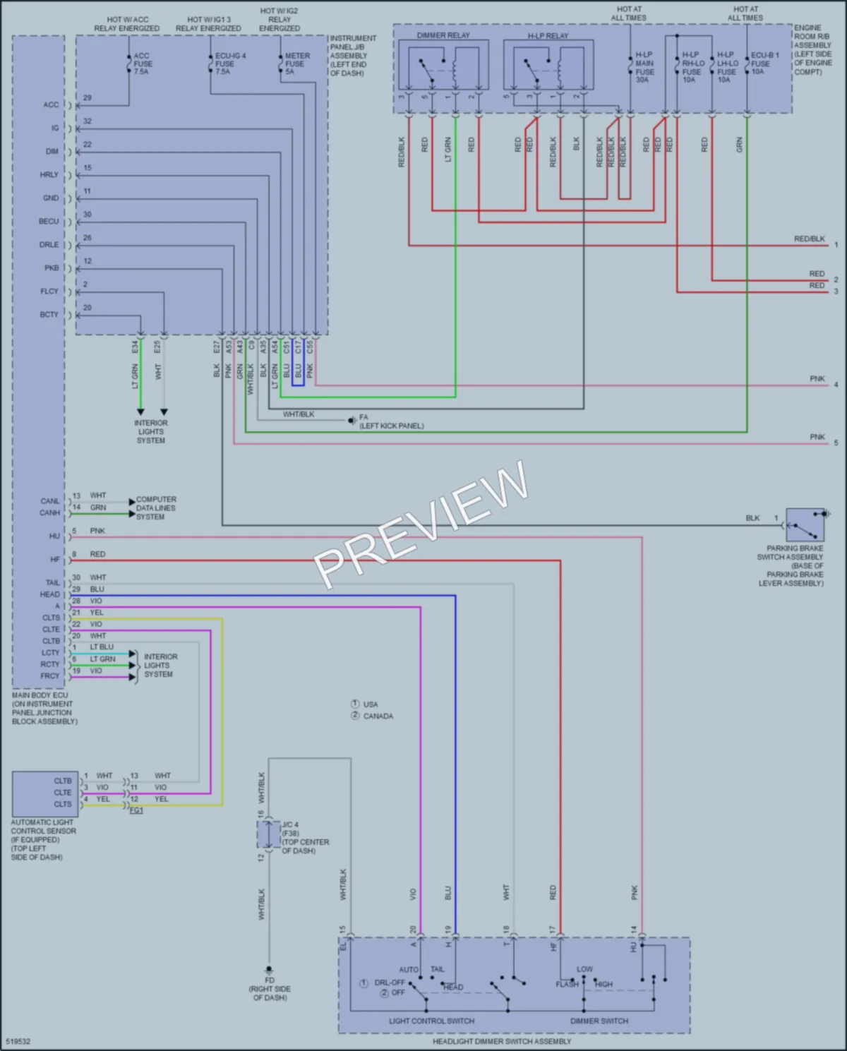 2018 Toyota CorollaiM Headlights wiring diagram preview