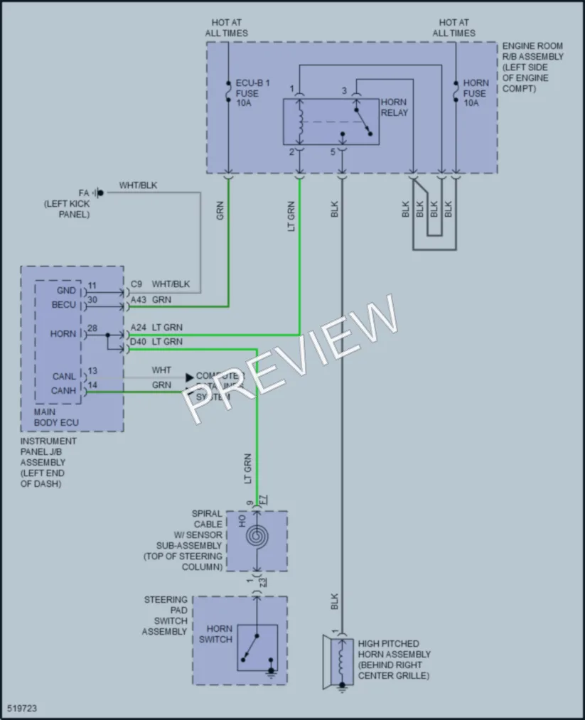 2018 Toyota CorollaiM Horn wiring diagram preview