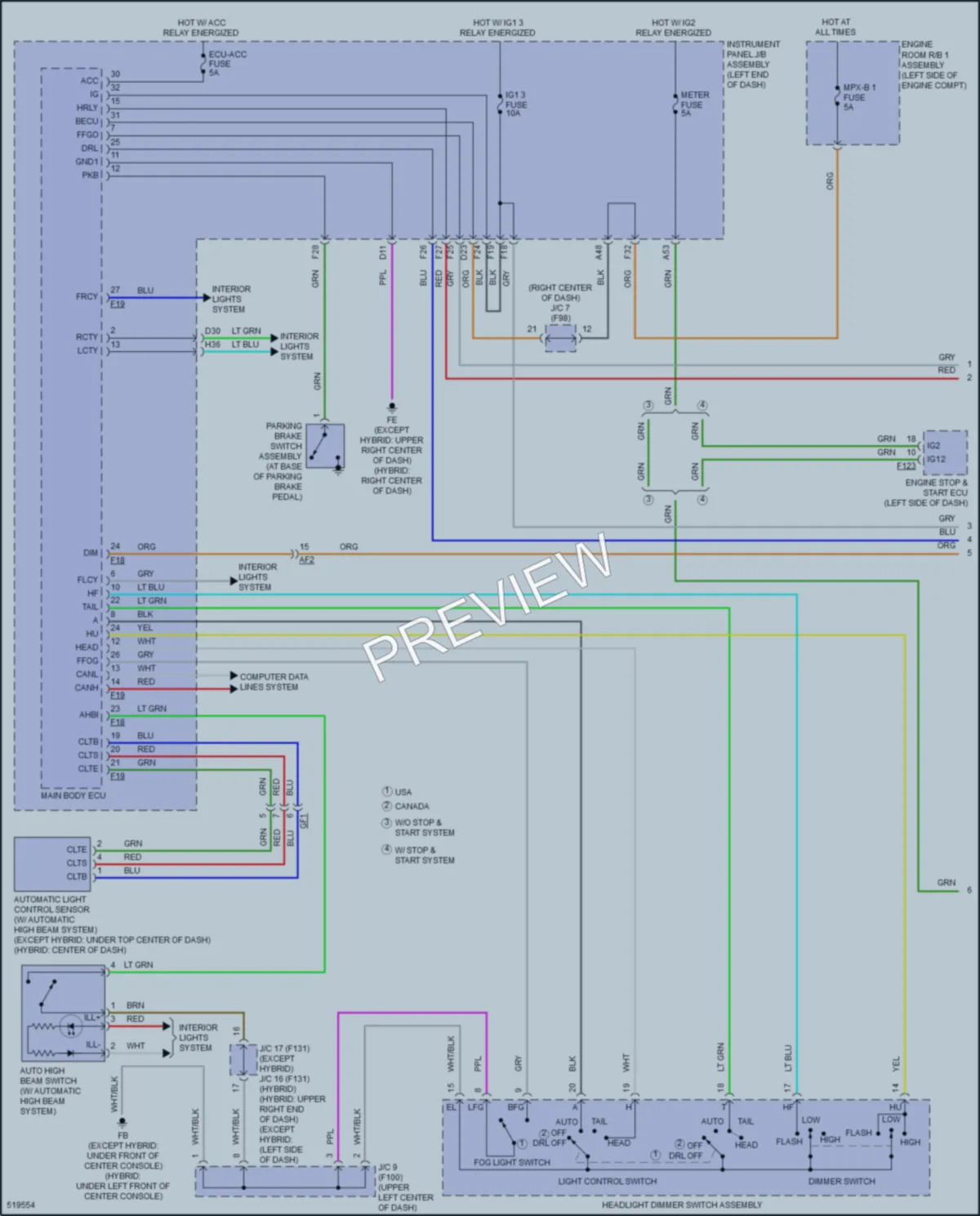 2018 Toyota Highlander Headlights wiring diagram preview