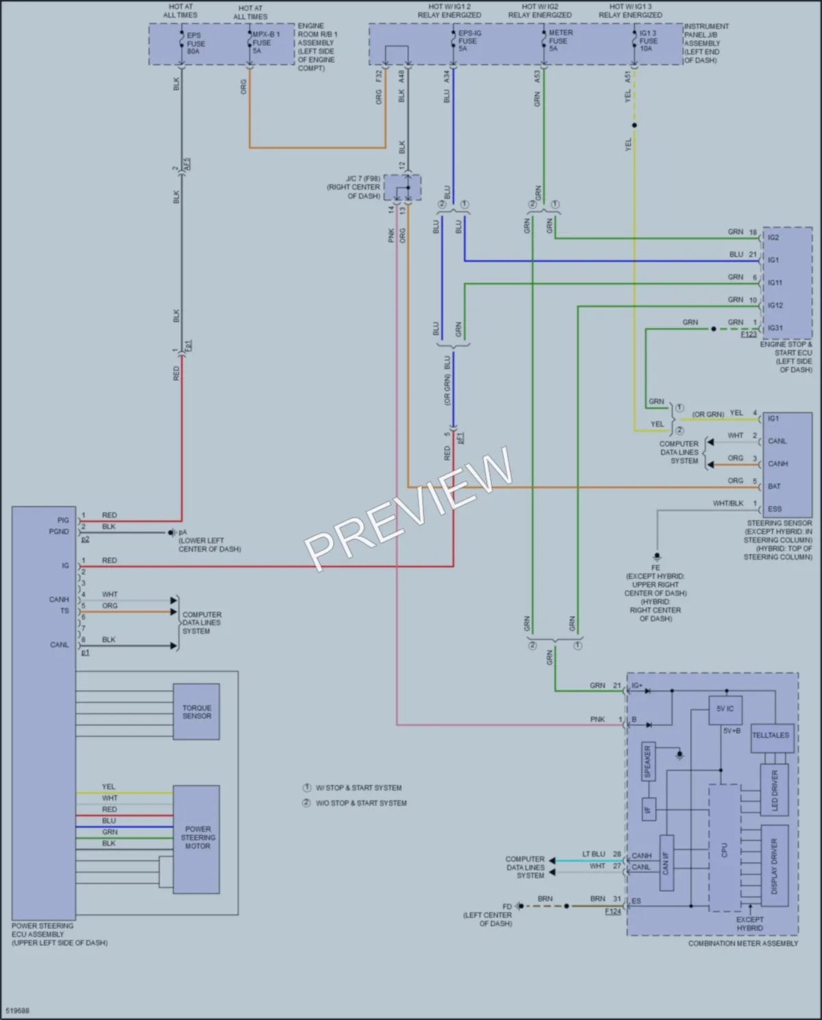 2018 Toyota HighlanderHybrid Electronic Power Steering wiring diagram preview