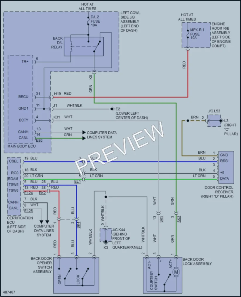 2018 Toyota LandCruiser Trunk Tailgate Fuel Door wiring diagram preview