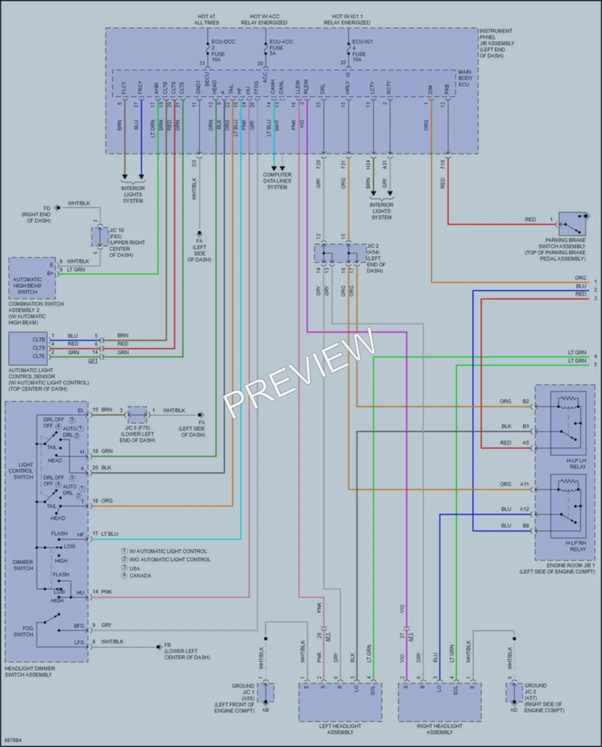 2018 Toyota Prius Headlights wiring diagram preview