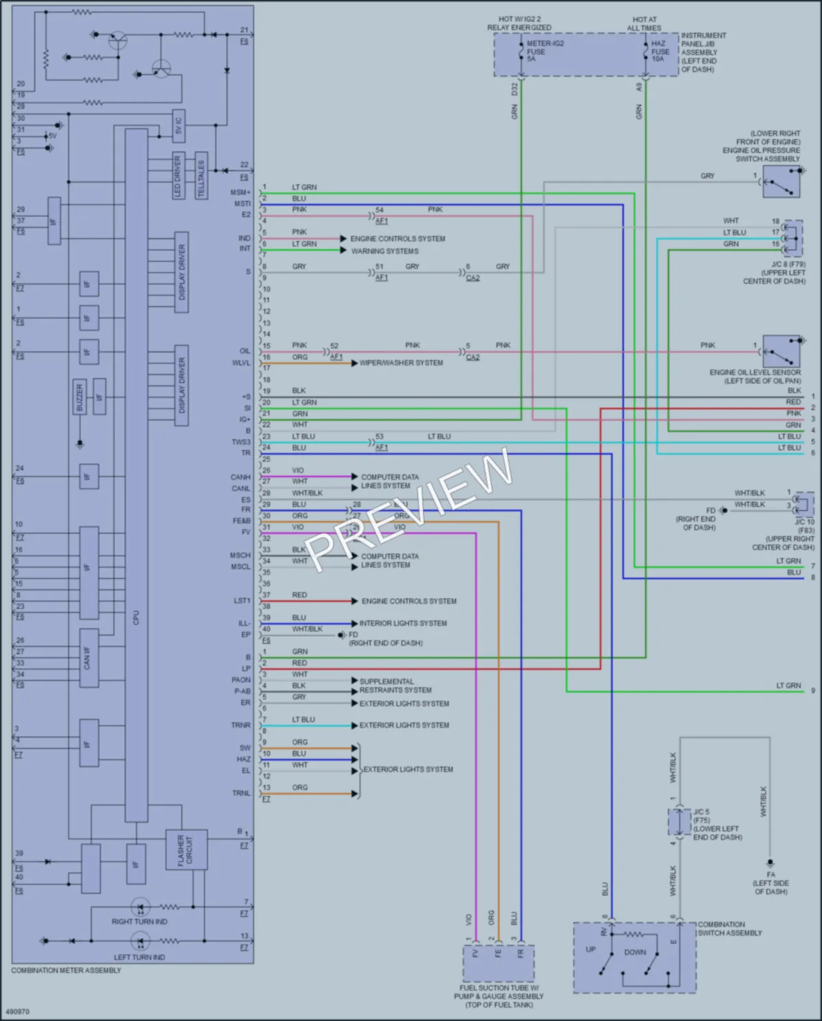 2018 Toyota Prius Instrument Cluster wiring diagram preview