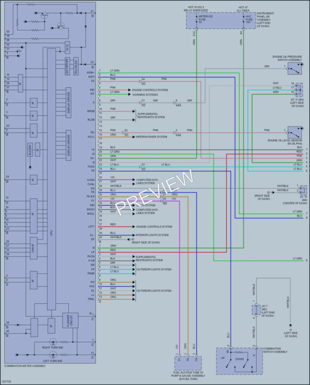 2018 Toyota PriusPrime Instrument Cluster wiring diagram preview