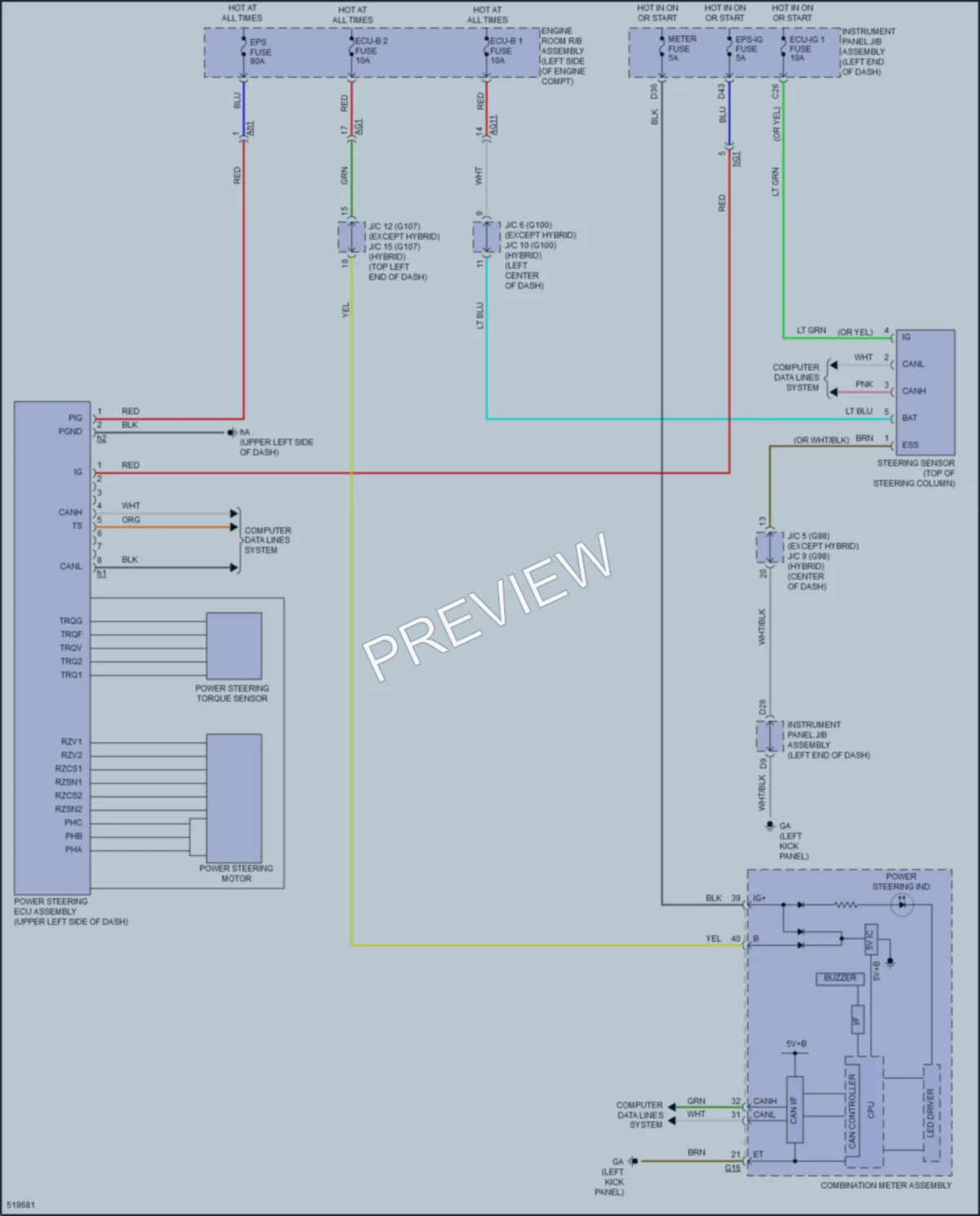 2018 Toyota RAV4Hybrid Electronic Power Steering wiring diagram preview