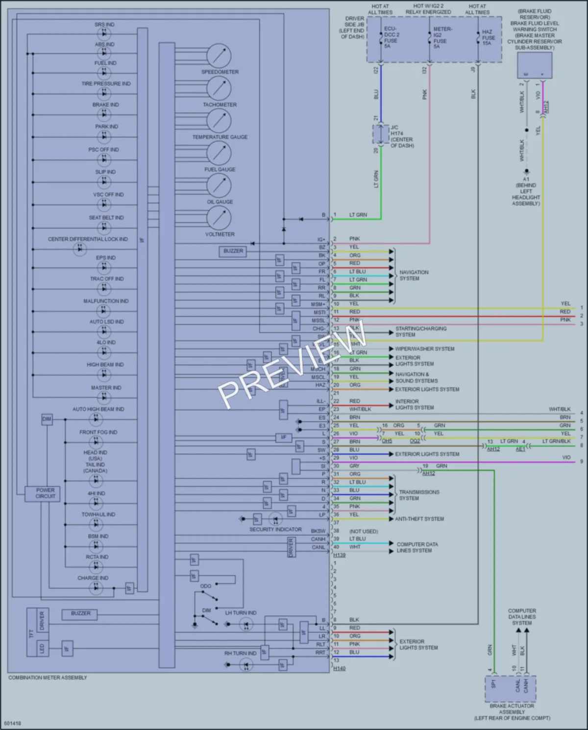2018 Toyota Sequoia Instrument Cluster wiring diagram preview