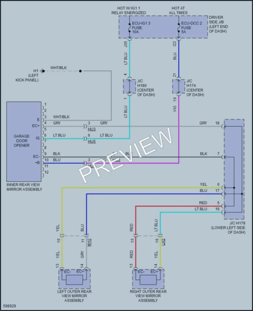 2018 Toyota Sequoia Power Mirrors wiring diagram preview