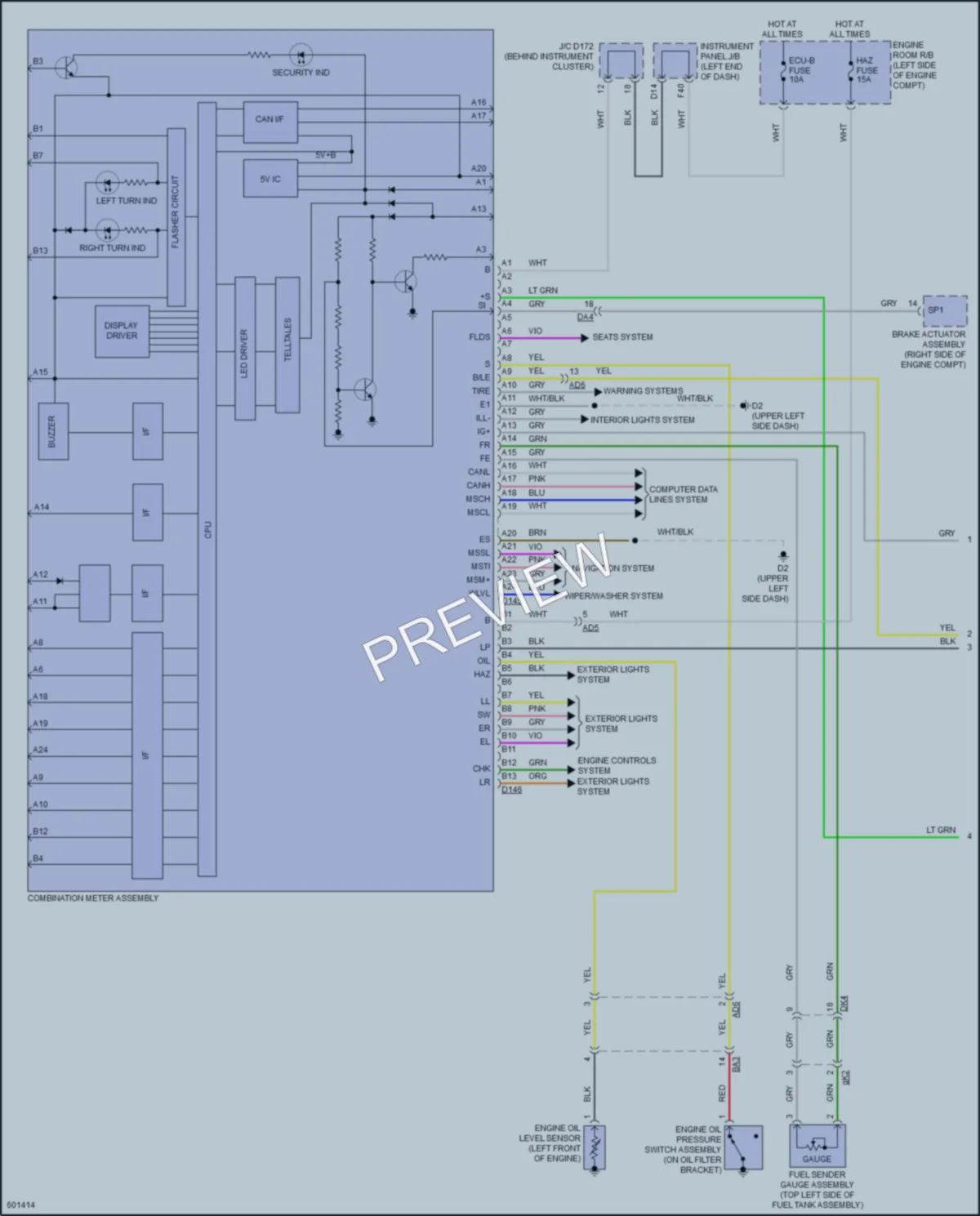 2018 Toyota Sienna Instrument Cluster wiring diagram preview