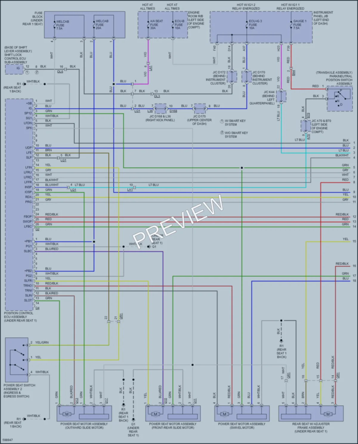 2018 Toyota Sienna Power Seats wiring diagram preview