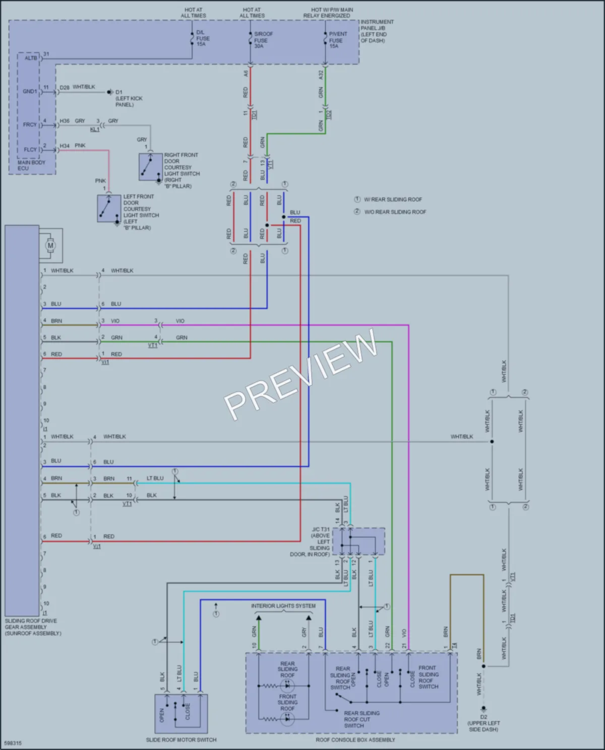 2018 Toyota Sienna Power Top Sunroof wiring diagram preview