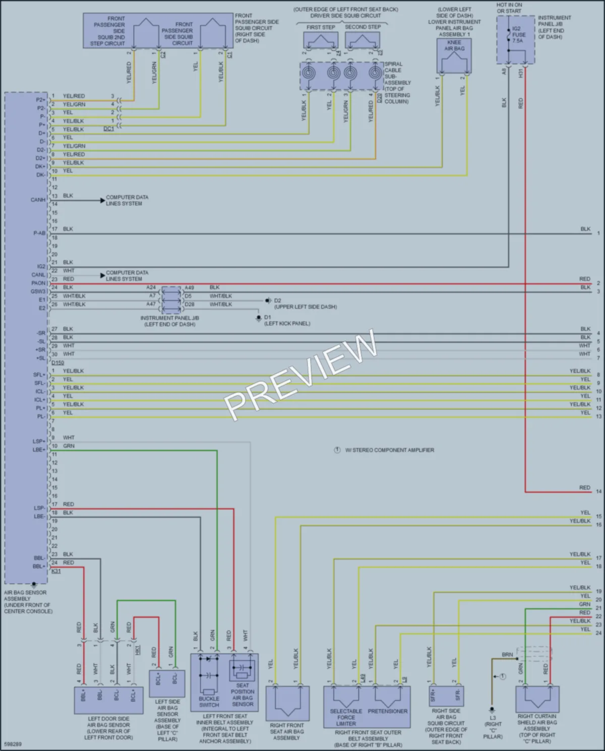 2018 Toyota Sienna Supplemental Restraints wiring diagram preview