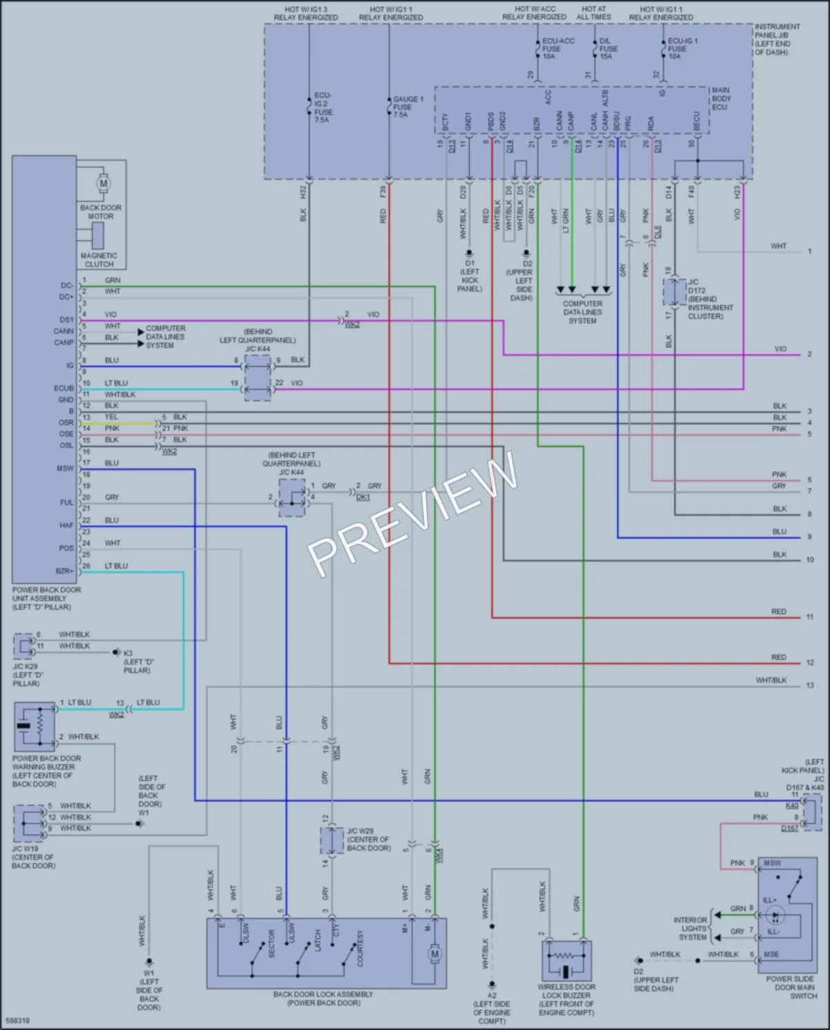 2018 Toyota Sienna Trunk Tailgate Fuel Door wiring diagram preview
