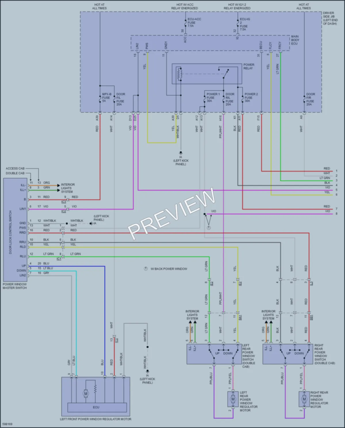 2018 Toyota Tacoma Power Windows wiring diagram preview