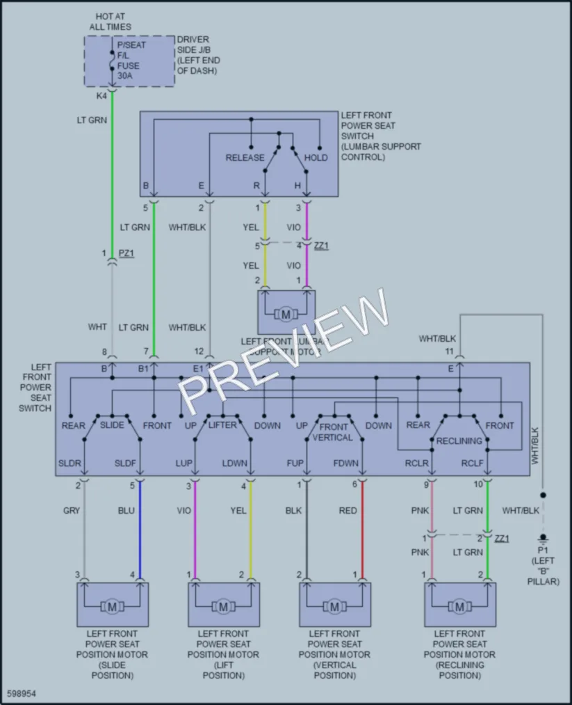 2018 Toyota Tundra Power Seats wiring diagram preview