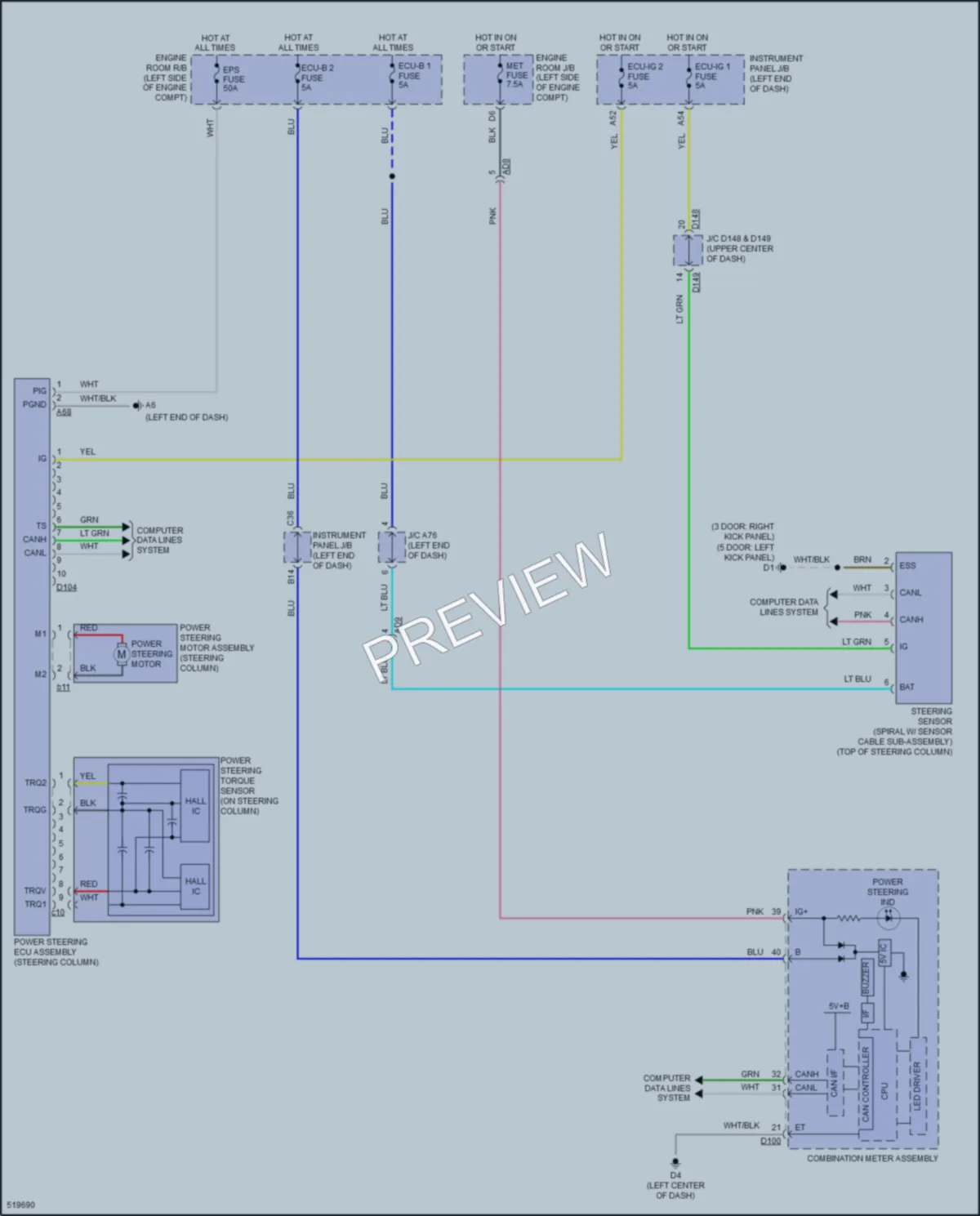 2018 Toyota Yaris Electronic Power Steering wiring diagram preview