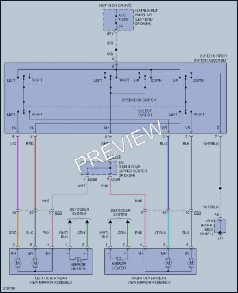 2018 Toyota Yaris Power Mirrors wiring diagram preview