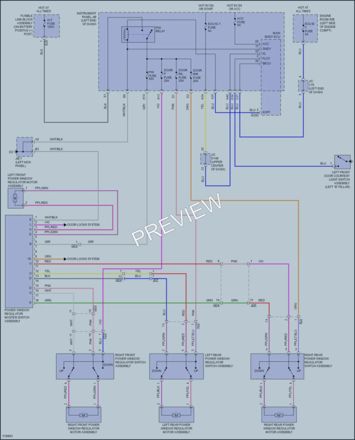 2018 Toyota Yaris Power Windows wiring diagram preview