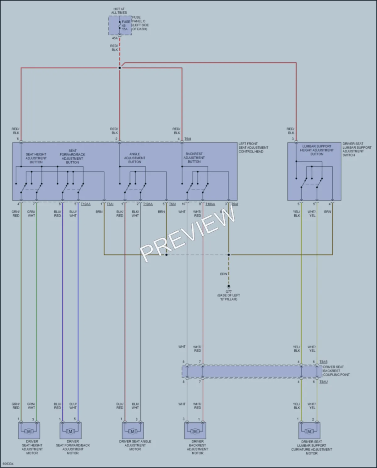 2018 Volkswagen Atlas Power Seats wiring diagram preview