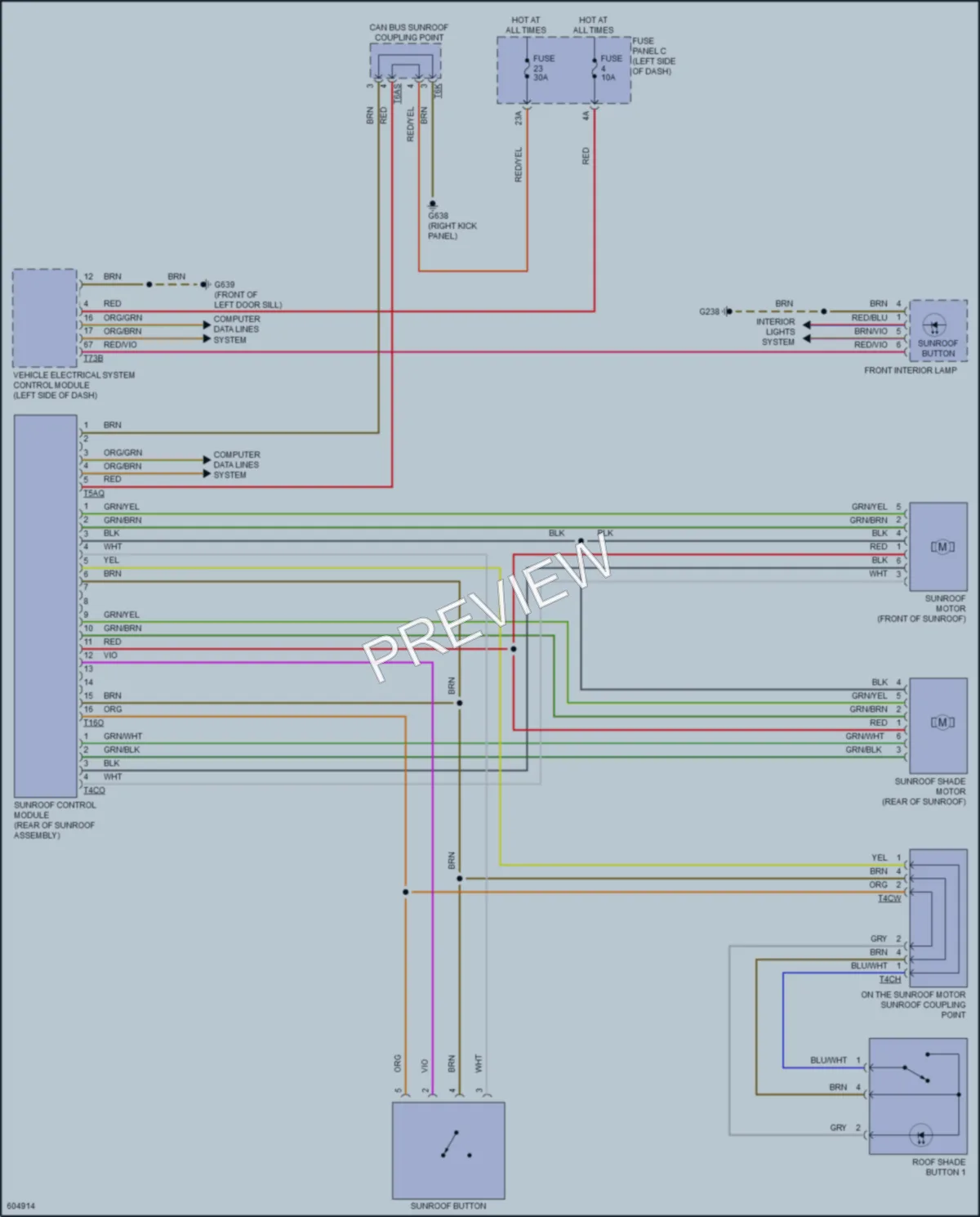 2018 Volkswagen Atlas Power Top Sunroof wiring diagram preview