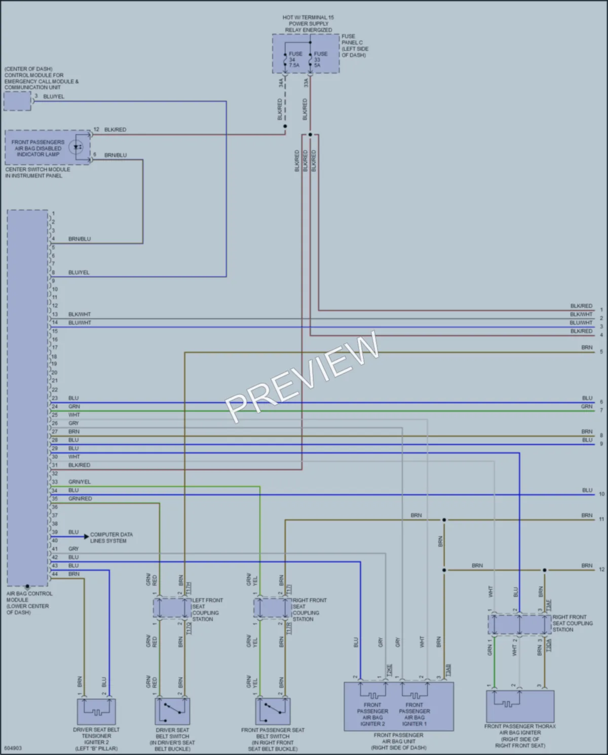 2018 Volkswagen Atlas Supplemental Restraints wiring diagram preview