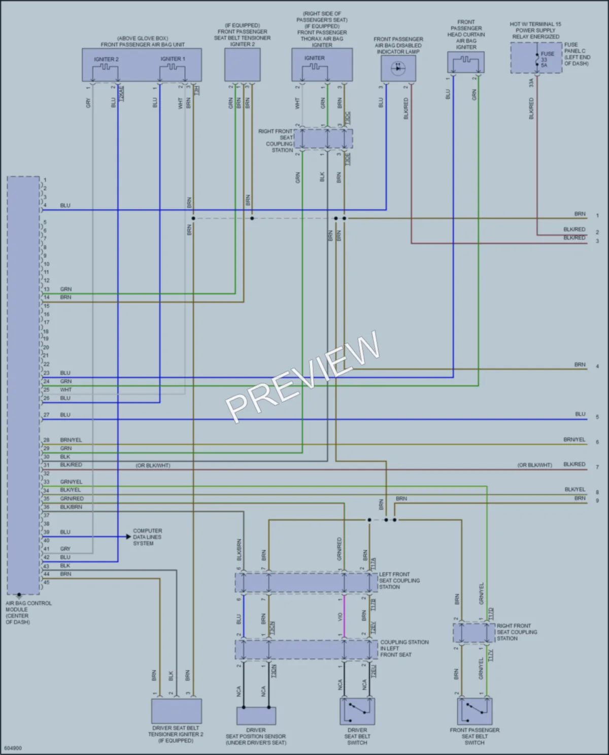 2018 Volkswagen GolfAlltrack Supplemental Restraints wiring diagram preview