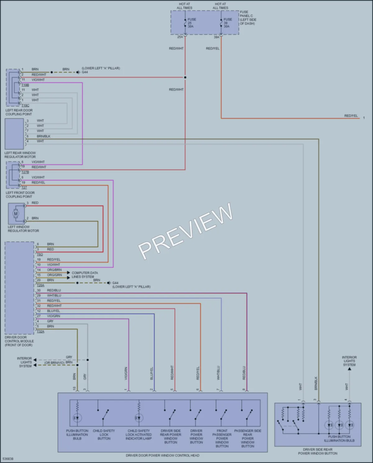 2018 Volkswagen GolfR Power Windows wiring diagram preview