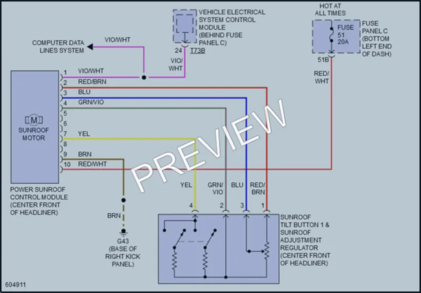 2018 Volkswagen Jetta Power Top Sunroof wiring diagram preview