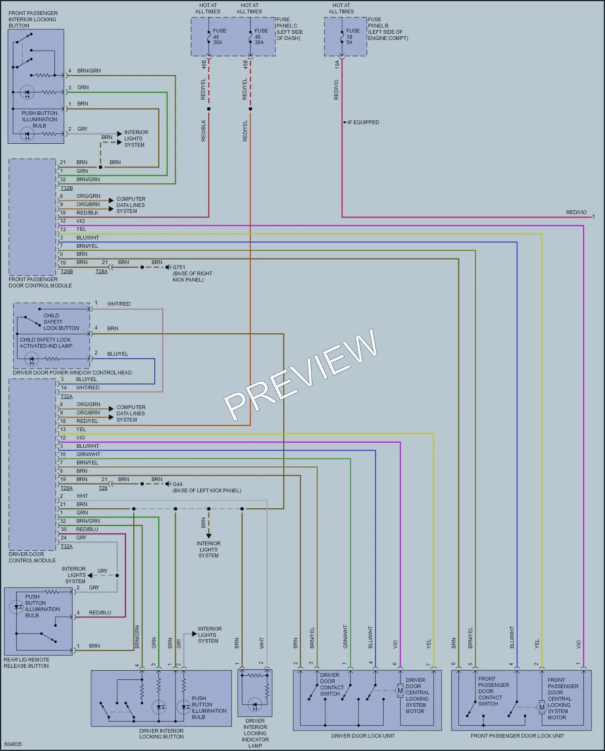 2018 Volkswagen Passat Power Door Locks wiring diagram preview