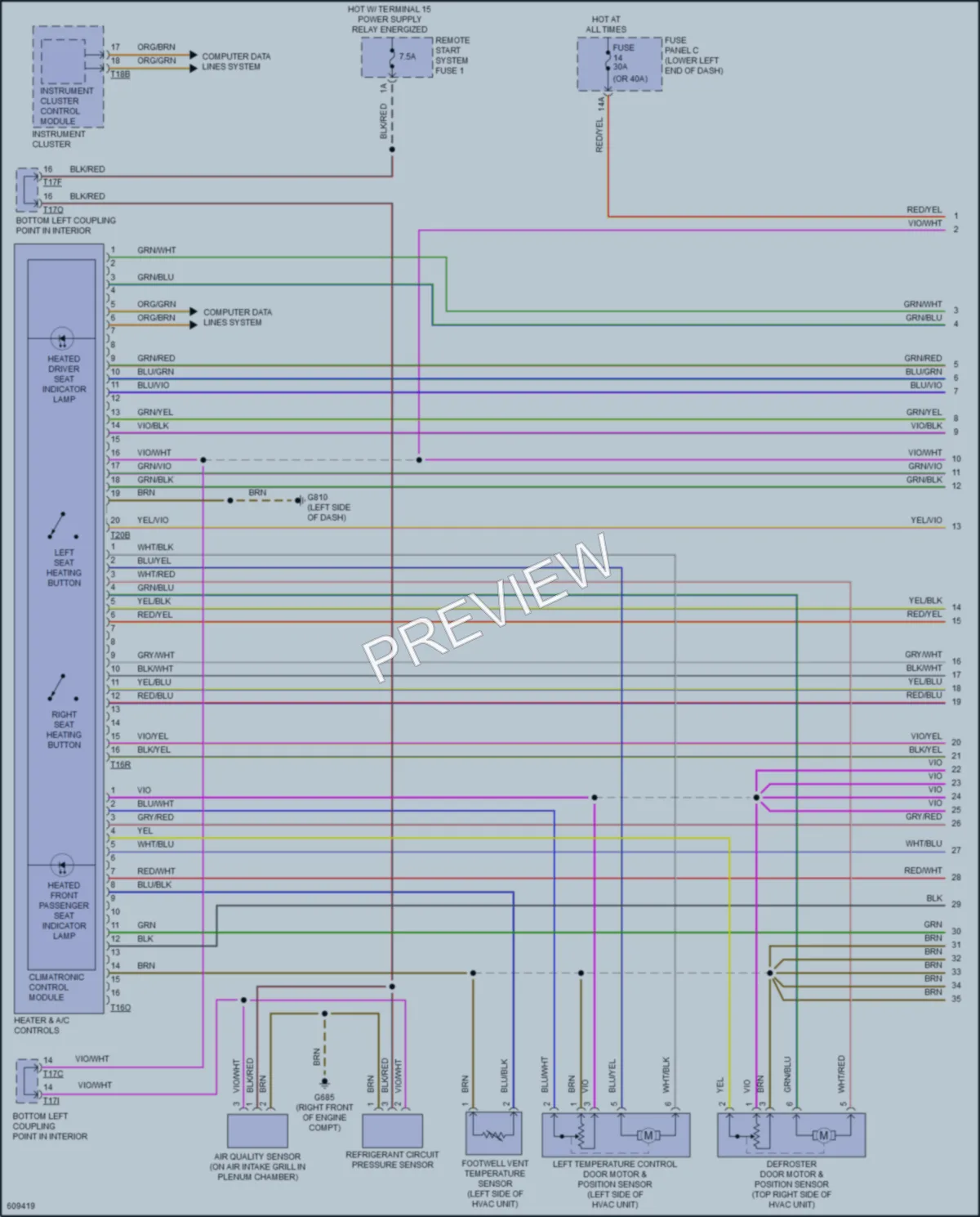 2018 Volkswagen Tiguan Air Conditioning wiring diagram preview