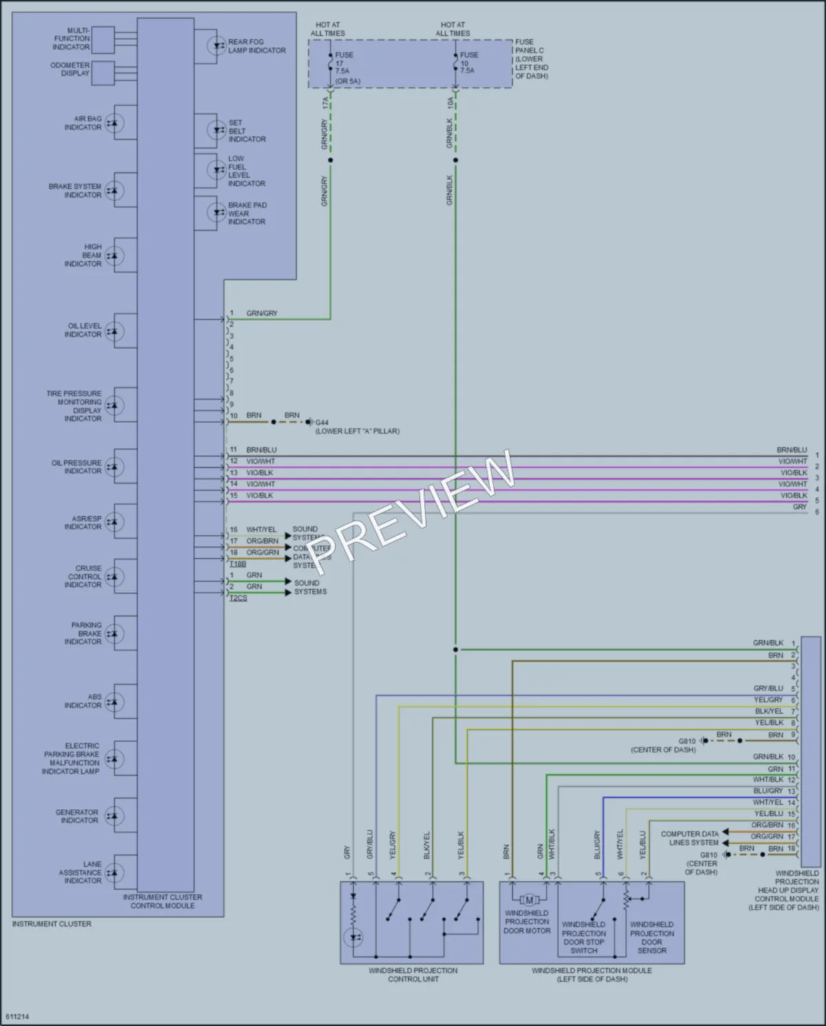 2018 Volkswagen Tiguan Instrument Cluster wiring diagram preview