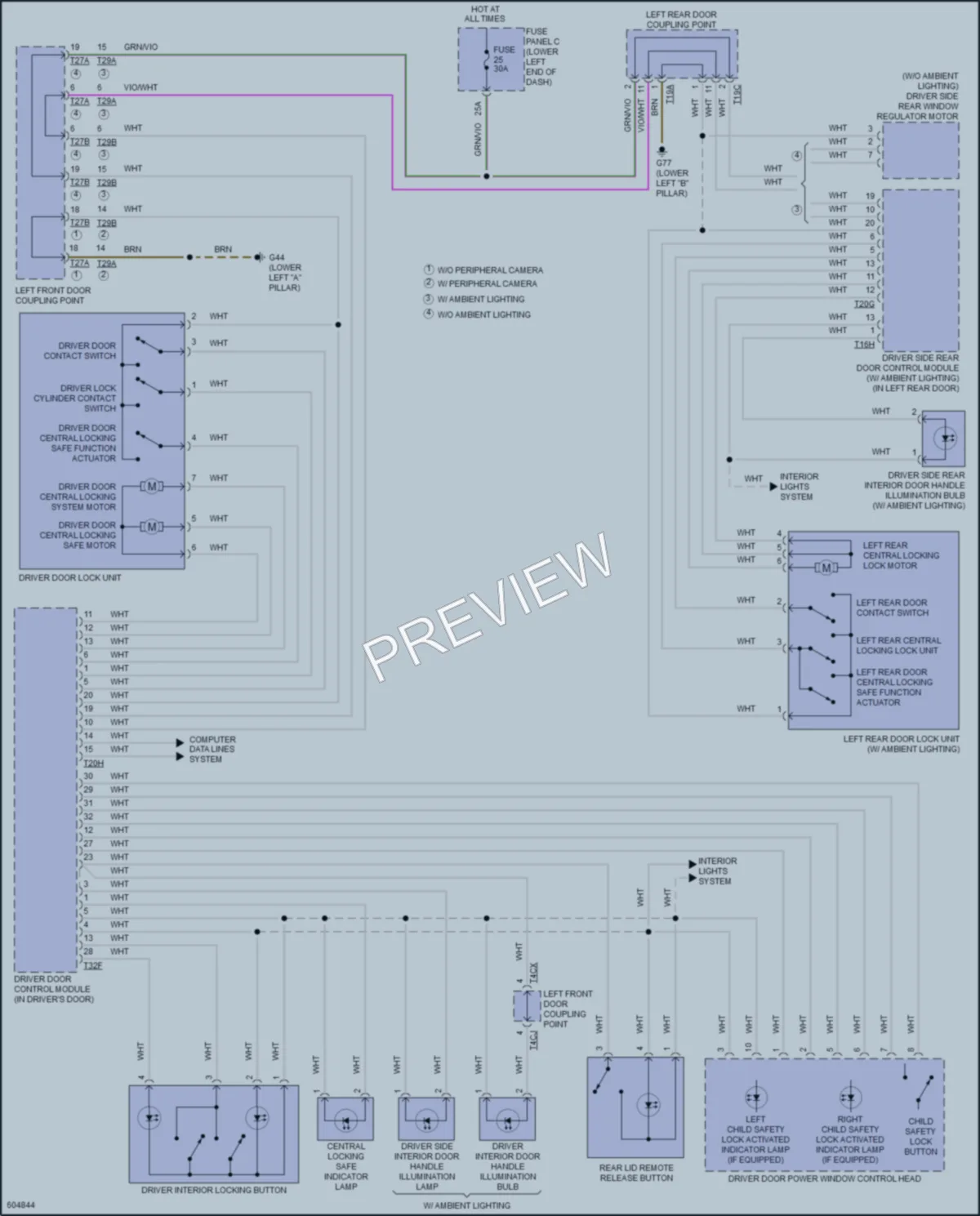2018 Volkswagen Tiguan Power Door Locks wiring diagram preview
