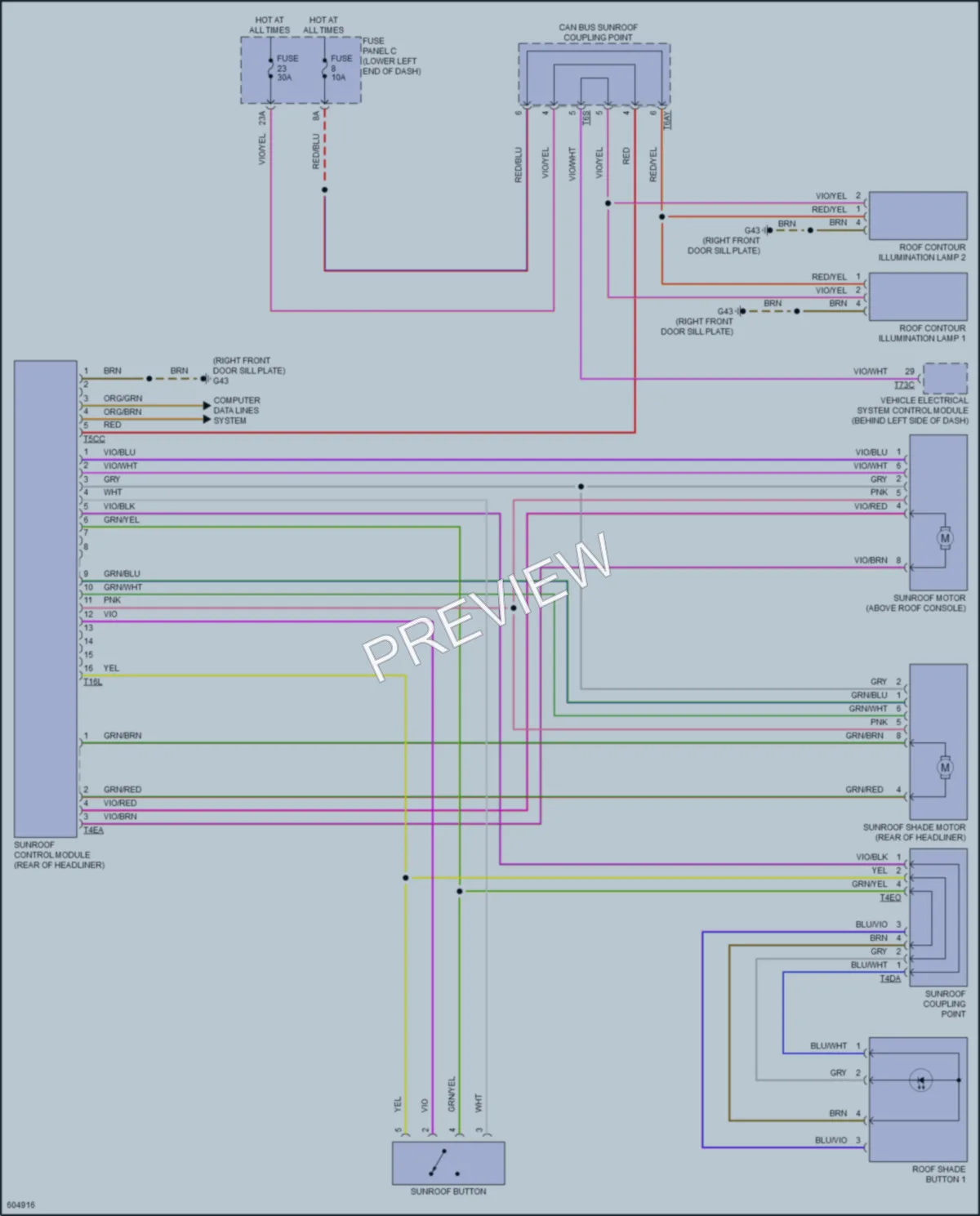 2018 Volkswagen Tiguan Power Top Sunroof wiring diagram preview