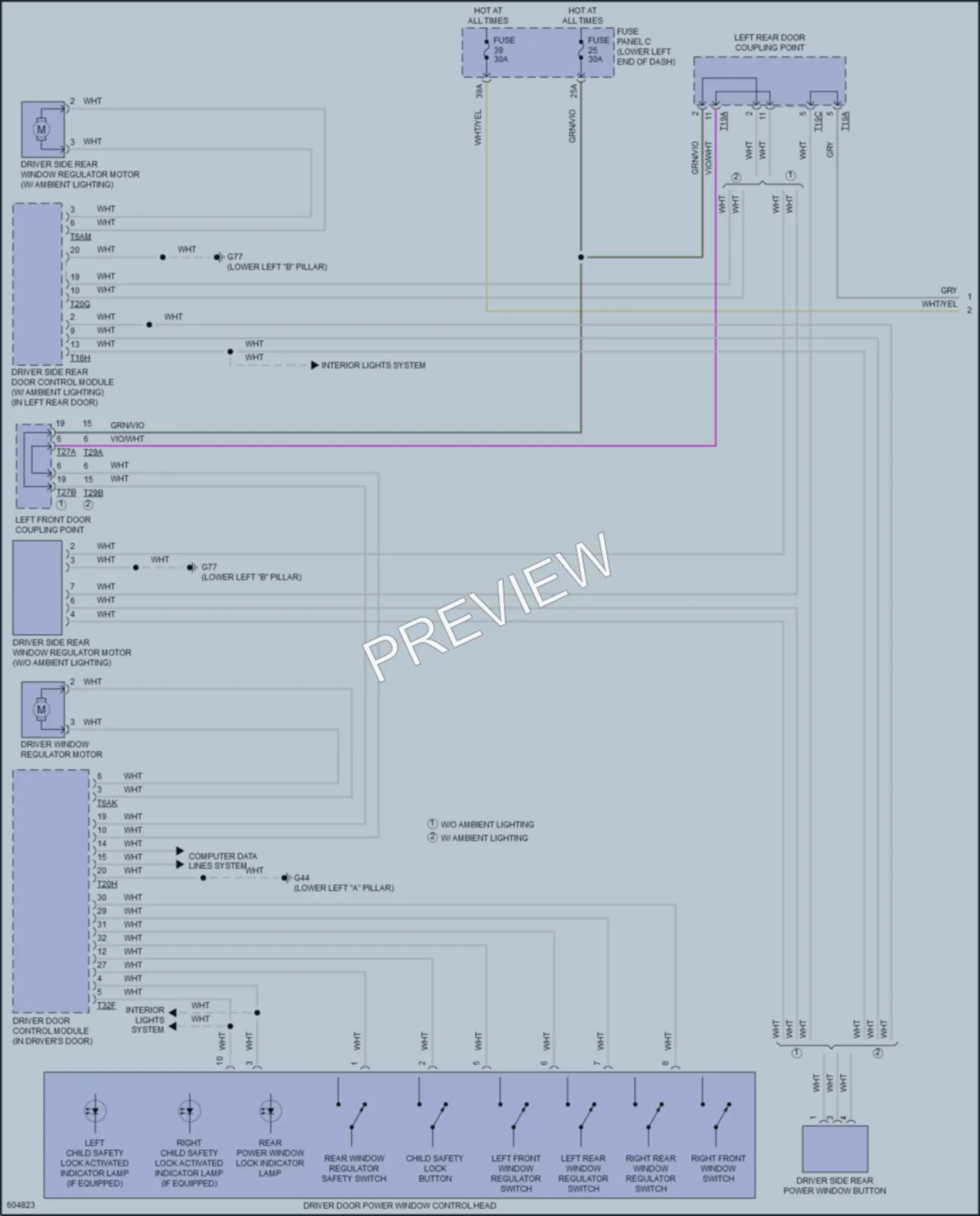 2018 Volkswagen Tiguan Power Windows wiring diagram preview