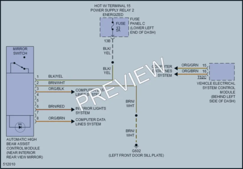 2018 Volkswagen TiguanLimited Power Mirrors wiring diagram preview