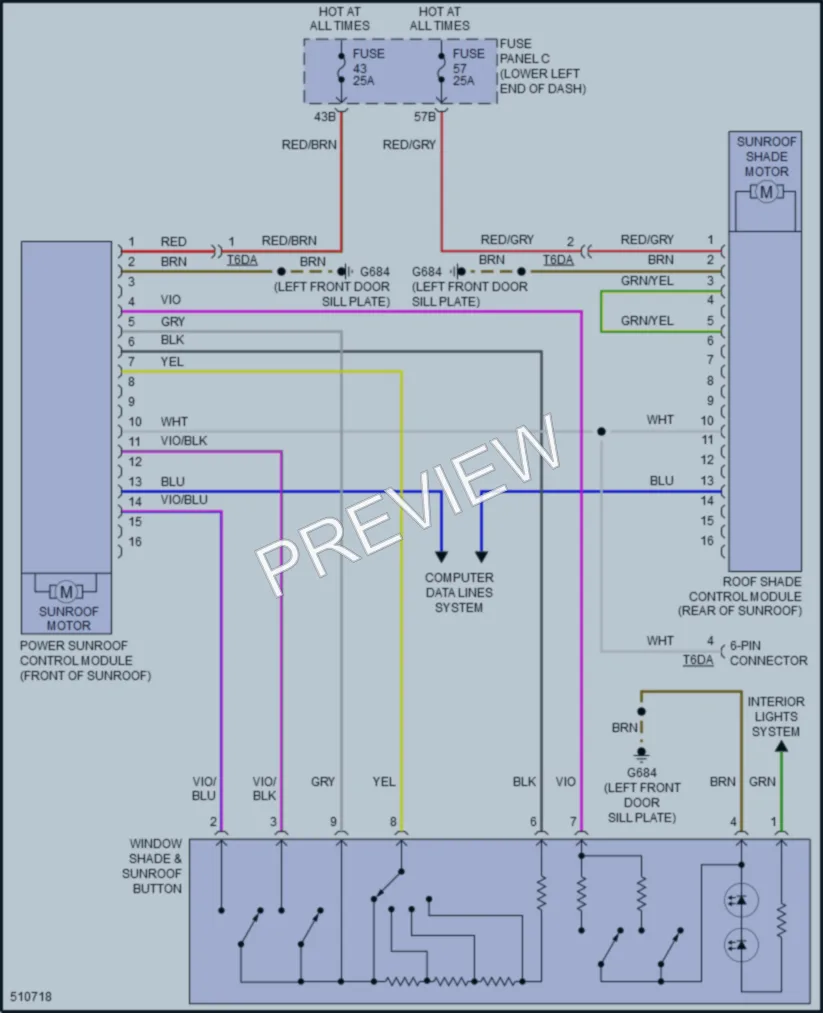 2018 Volkswagen TiguanLimited Power Top Sunroof wiring diagram preview