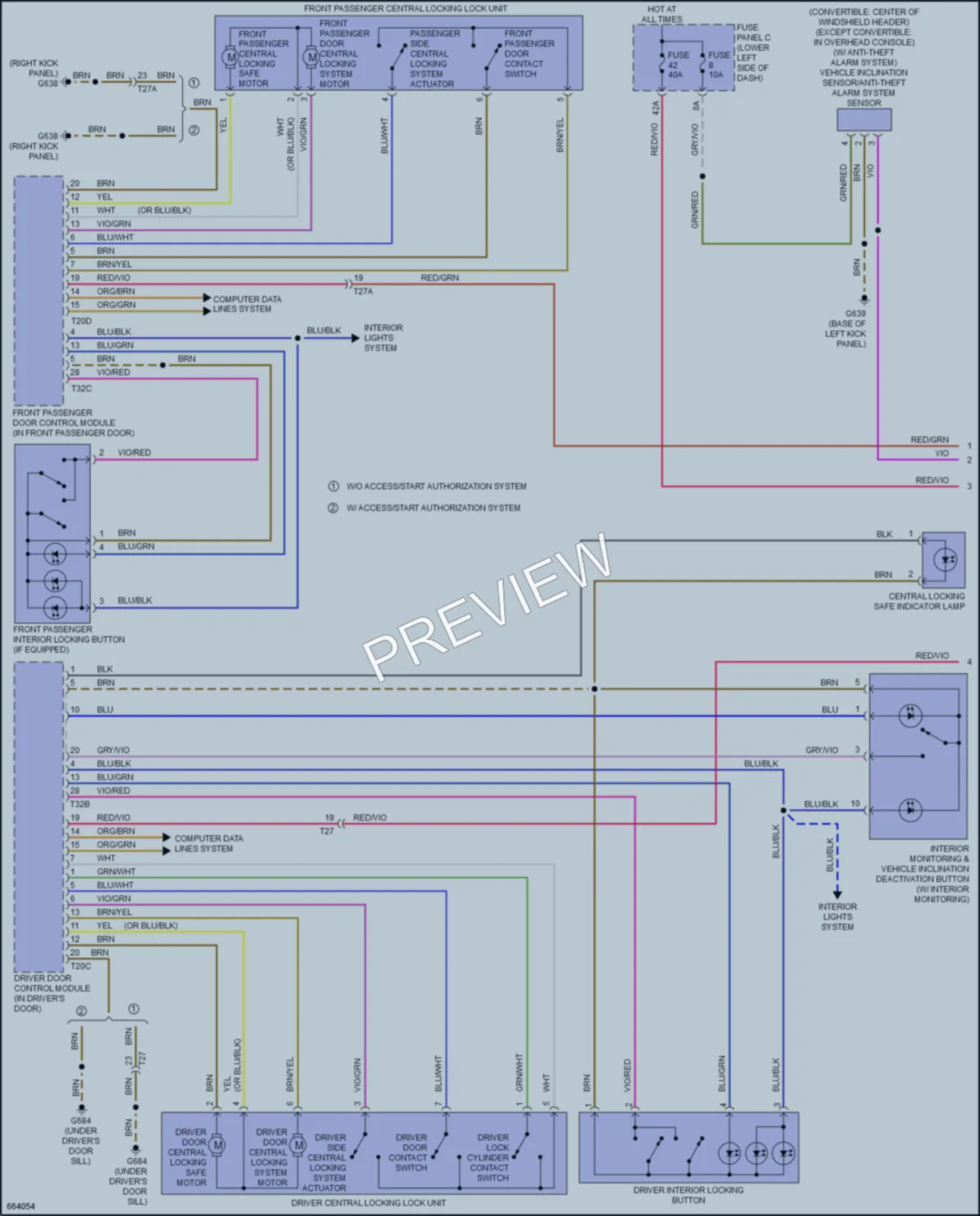 2019 Audi A3 Power Door Locks wiring diagram preview