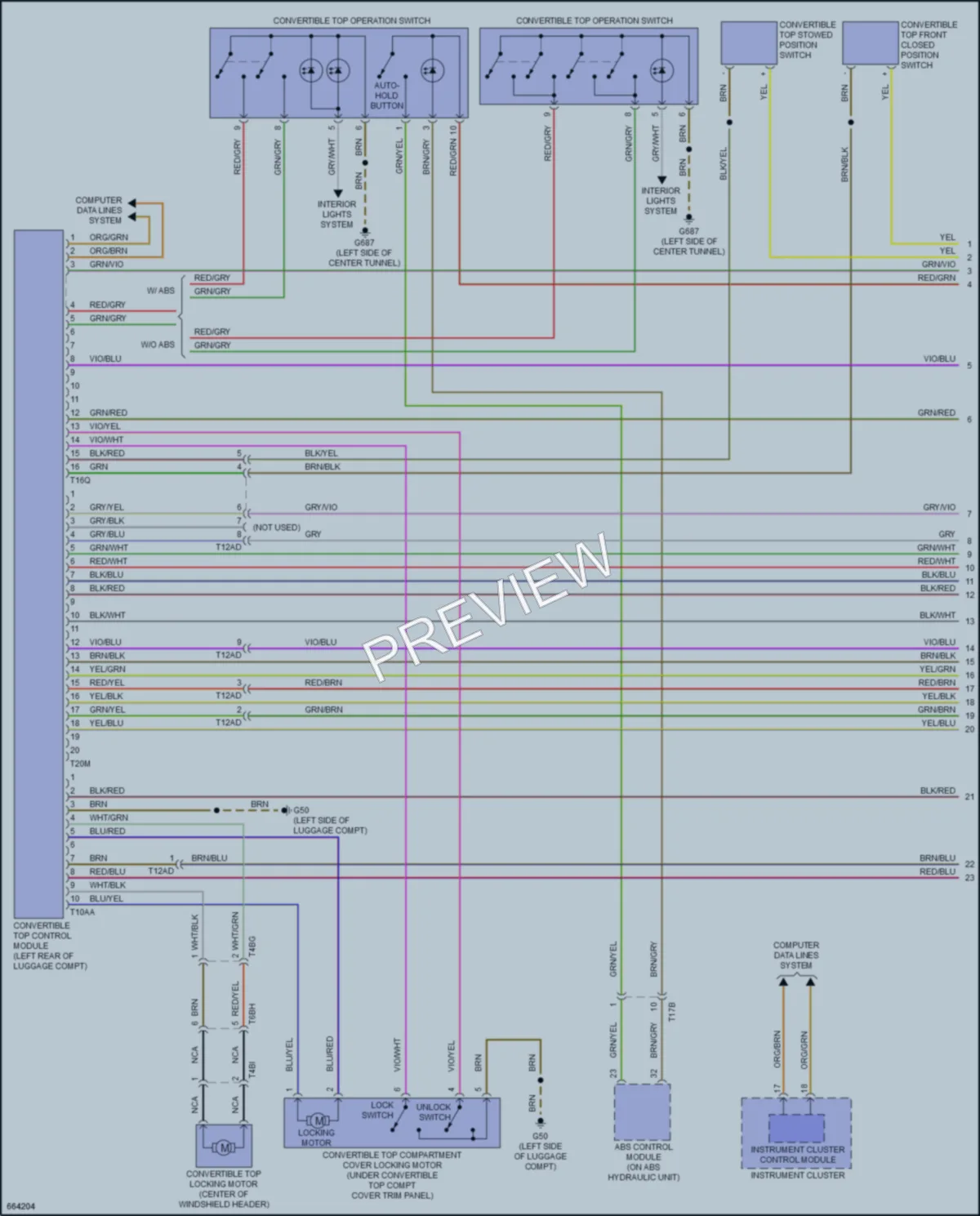 2019 Audi A3 Power Top Sunroof wiring diagram preview