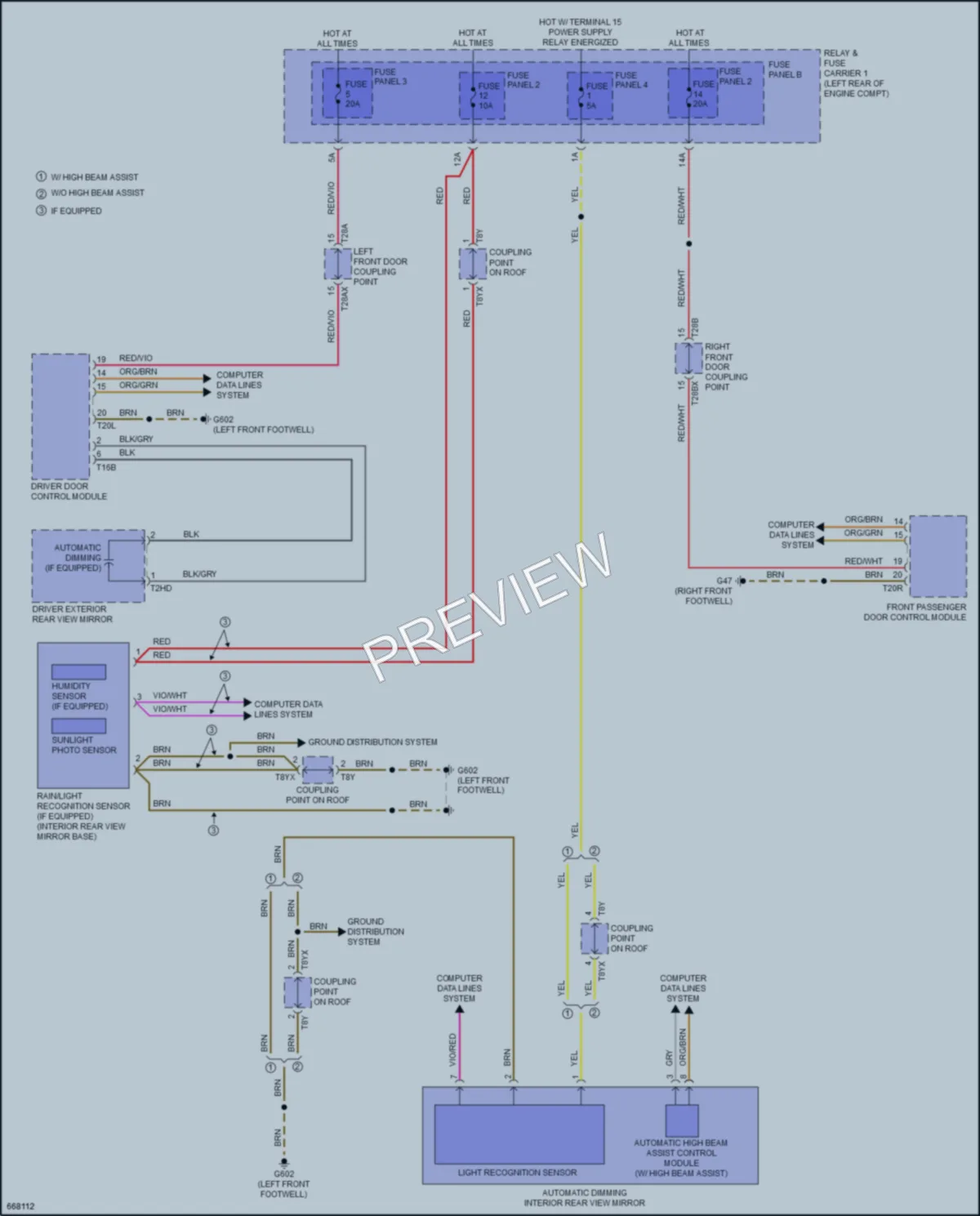 2019 Audi A4allroad Power Mirrors wiring diagram preview