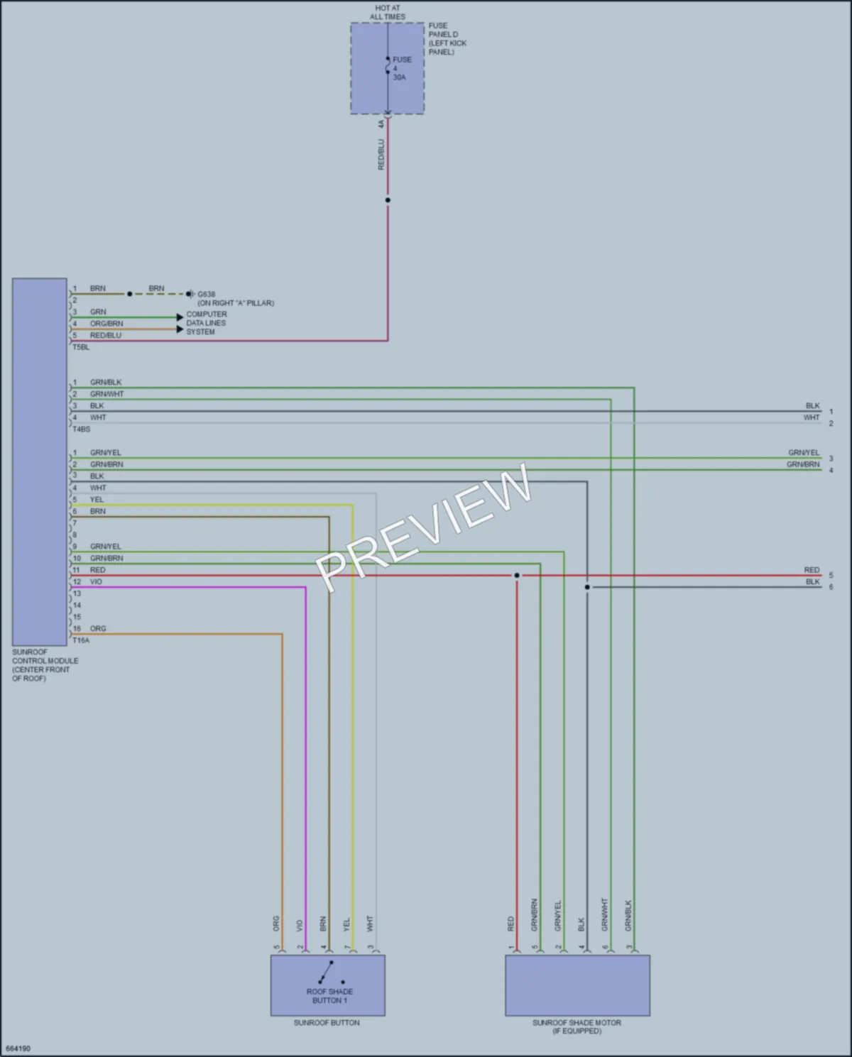 2019 Audi A6 Power Top Sunroof wiring diagram preview