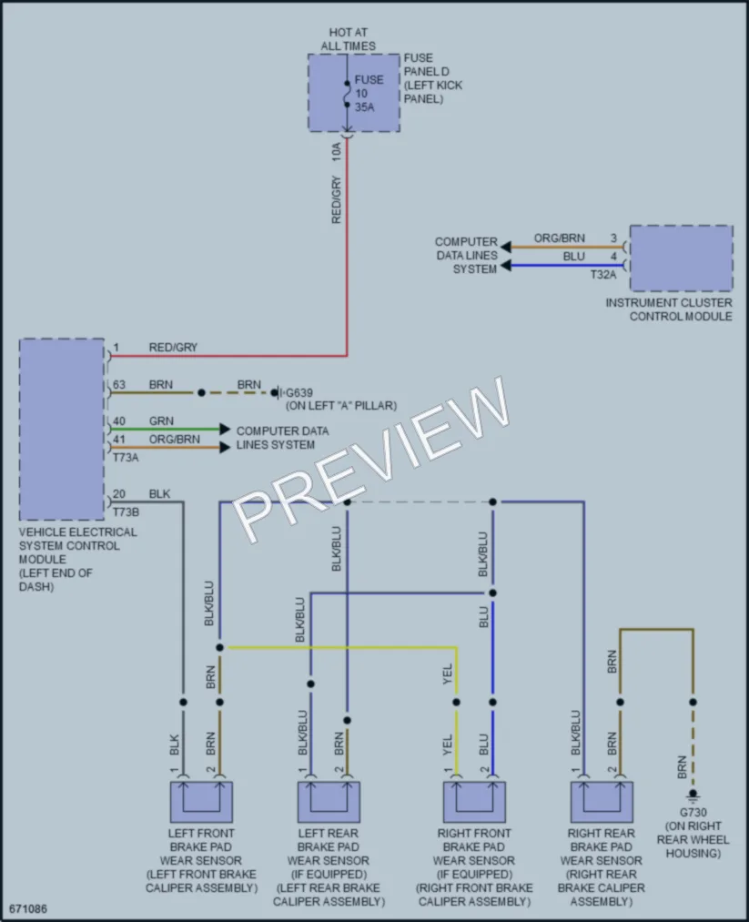2019 Audi A6 Warning Systems wiring diagram preview