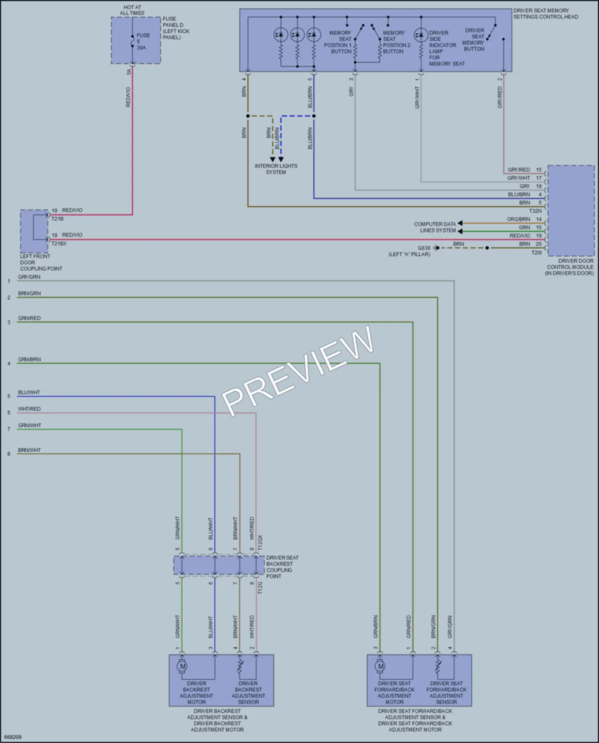 2019 Audi A7 Memory Systems wiring diagram preview