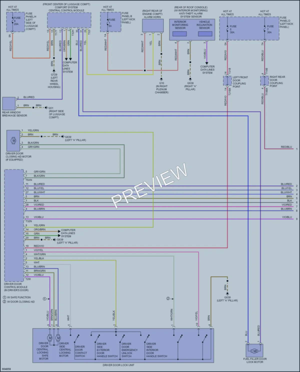 2019 Audi A7 Power Door Locks wiring diagram preview