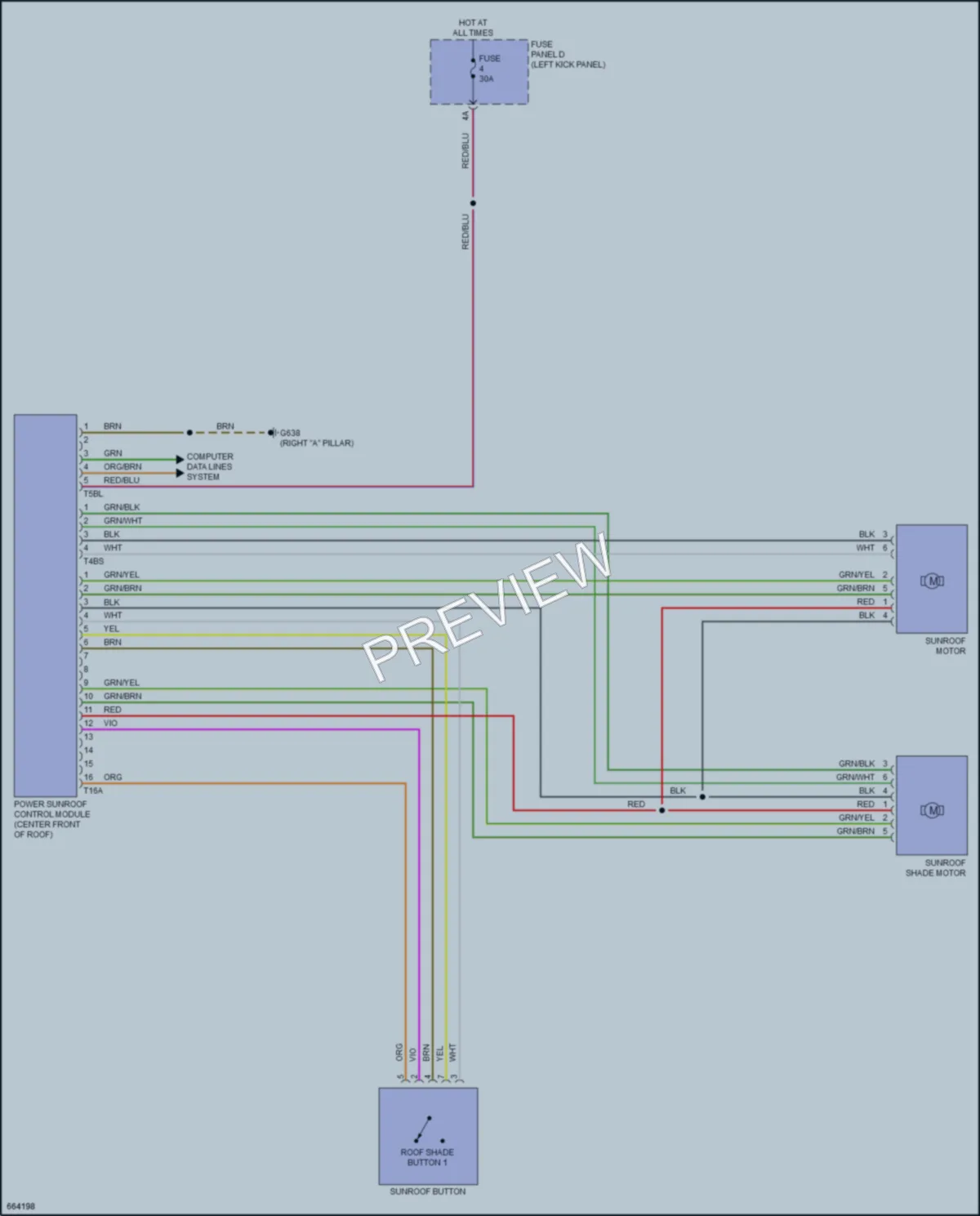 2019 Audi A7 Power Top Sunroof wiring diagram preview